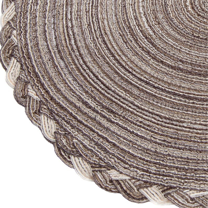 SHACOS Round Placemats Set of 6 Braided Glitter Round Table Placemats 15 inch for Wedding Holiday Party (Multicolor - Light Coffee, 6) - Image 4
